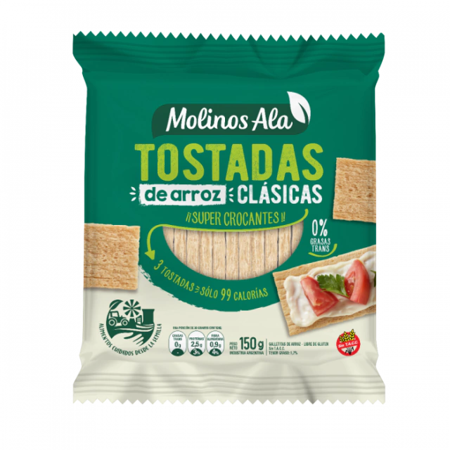TOSTADAS DE ARROZ CLASICAS X 150 GR -MOLINO ALAS