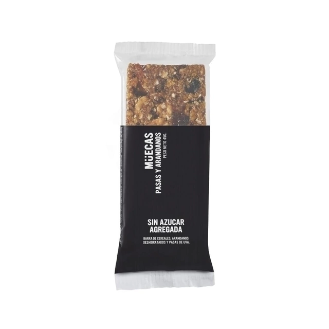 BARRITA DE CEREAL PASAS Y ARANDANOS SIN AZUCAR -MUECAS