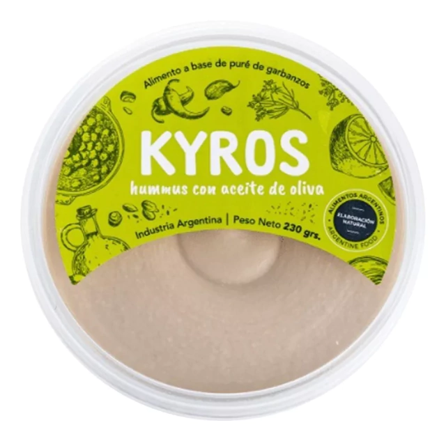 HUMMUS DE GARBANZO CON ACEITE DE OLIVA X 230GR -KYROS